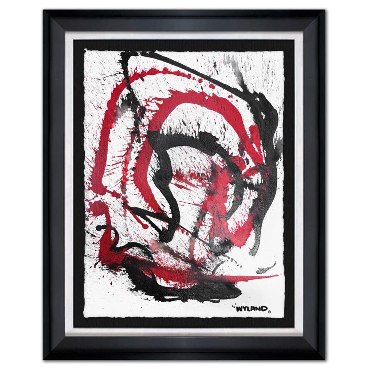 Wyland, "Untitled Abstract" Framed Original Painting on Paper, Hand Signed with Letter of Authenticity.