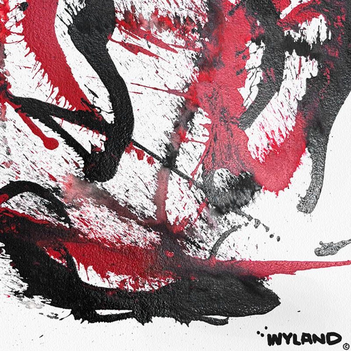Wyland, "Untitled Abstract" Framed Original Painting on Paper, Hand Signed with Letter of Authenticity.