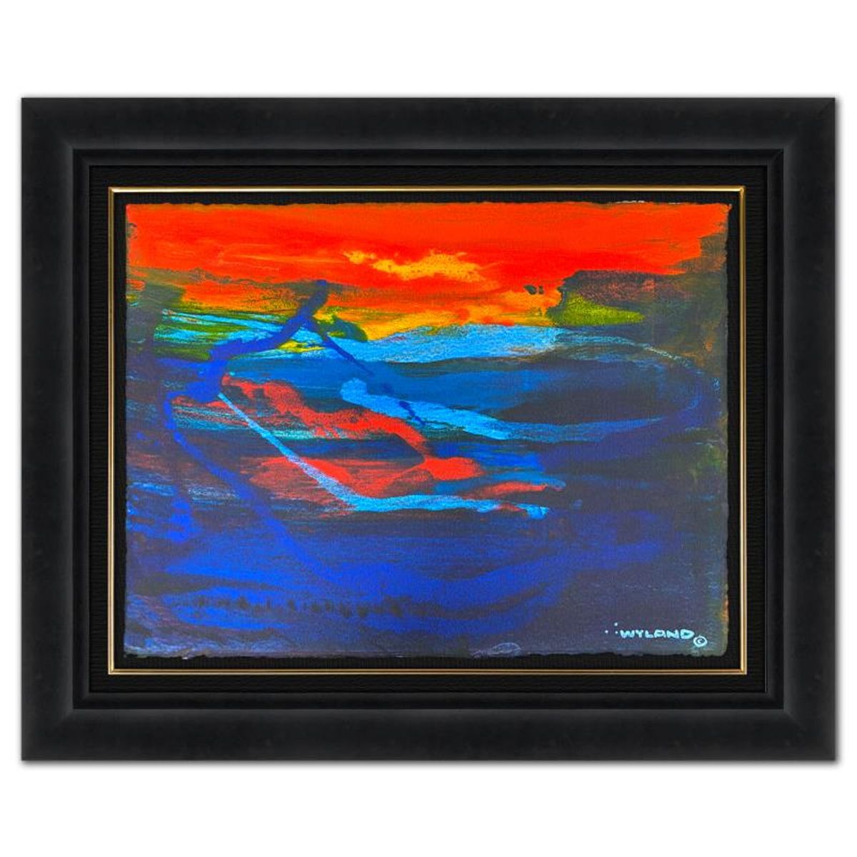 Wyland, "Untitled Abstract" Framed Original Painting on Paper, Hand Signed with Letter of Authenticity.