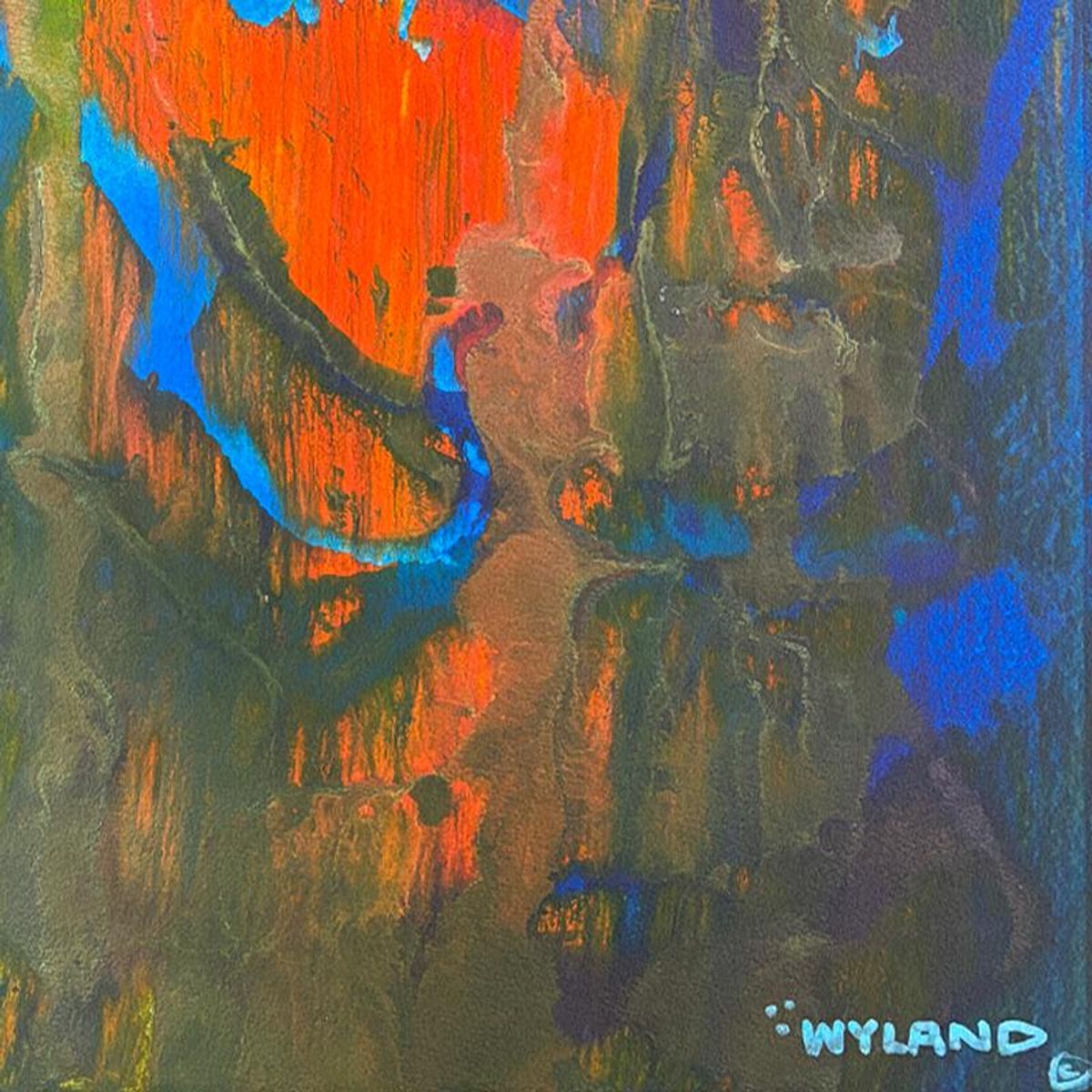 Wyland, "Untitled Abstract" Framed Original Painting on Paper, Hand Signed with Letter of Authenticity.