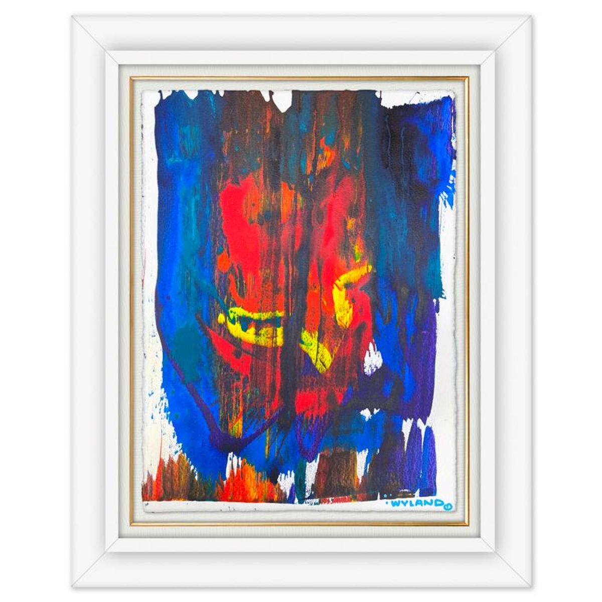 Wyland, "Untitled Abstract" Framed Original Painting on Paper, Hand Signed with Letter of Authenticity.