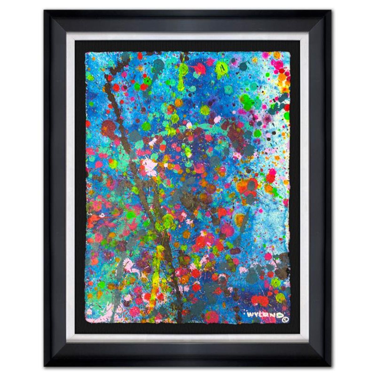 Wyland, "Untitled Abstract" Framed Original Painting on Paper, Hand Signed with Letter of Authenticity.