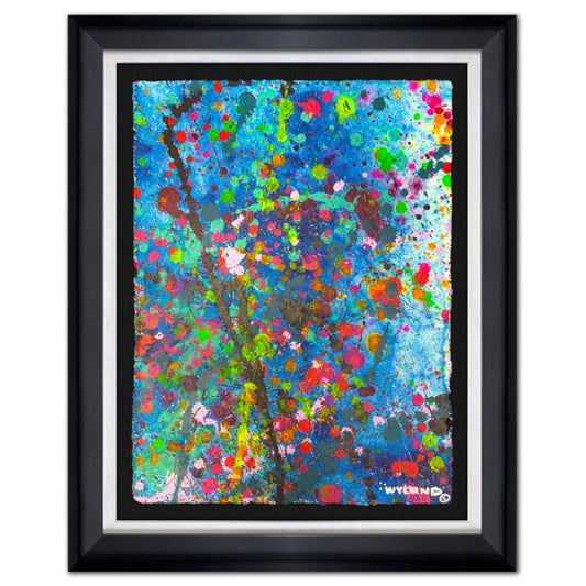 Wyland, "Untitled Abstract" Framed Original Painting on Paper, Hand Signed with Letter of Authenticity.