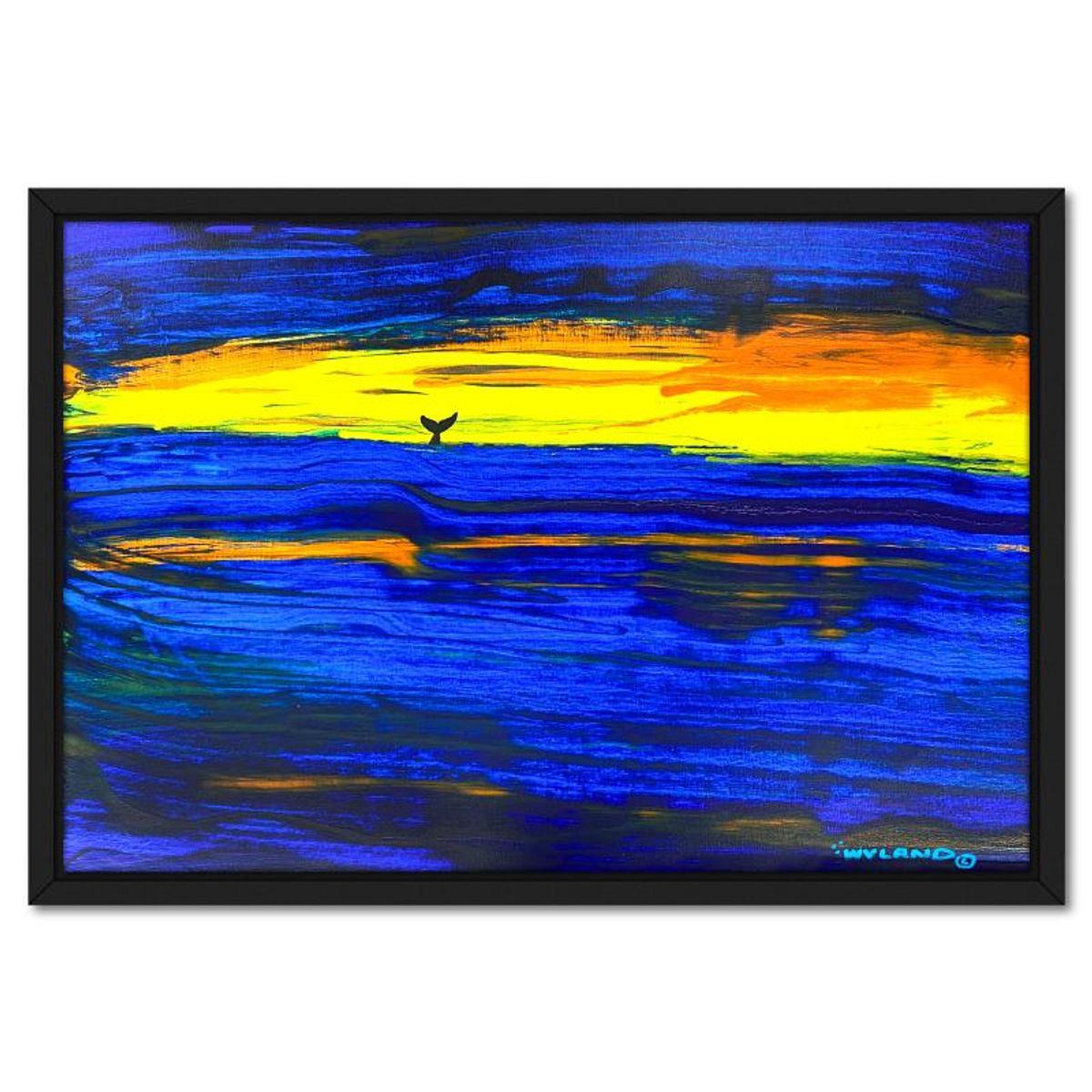 Wyland, "Whale Tail" Framed Original Acrylic Painting on Canvas, Hand Signed with Letter of Authenticity.