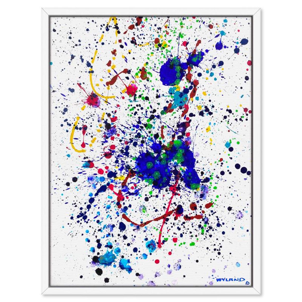 Wyland, "Untitled Abstract" Framed Original Painting on Canvas, Hand Signed with Letter of Authenticity.