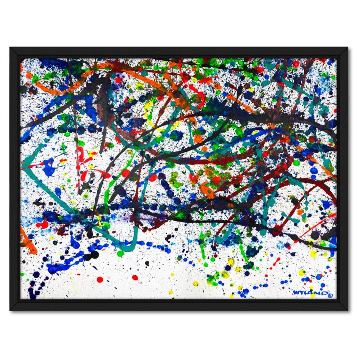 Wyland, "Untitled Abstract" Framed Original Painting on Canvas, Hand Signed with Letter of Authenticity.