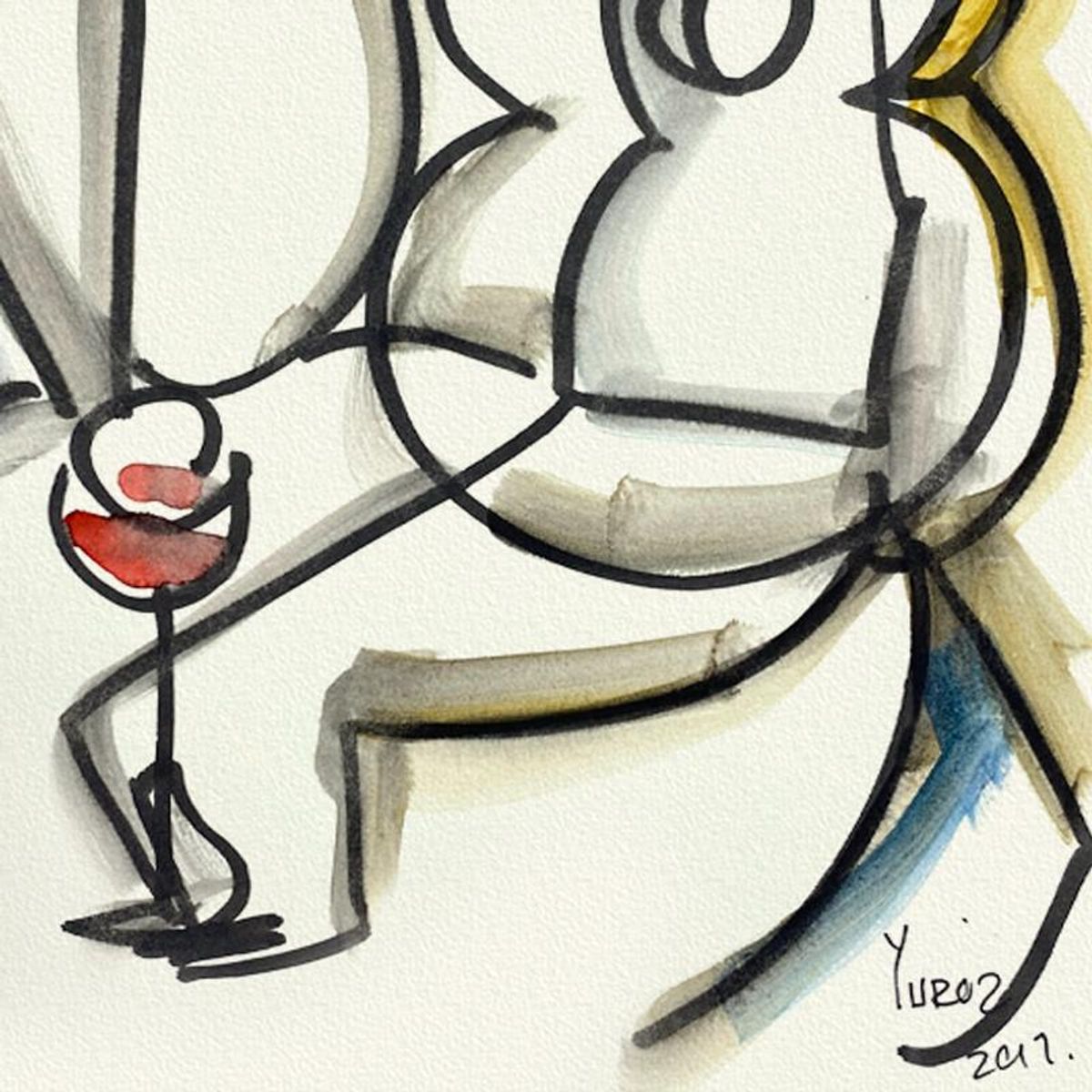 Yuroz, Framed Original Painting, Hand Signed with Letter of Authenticity.