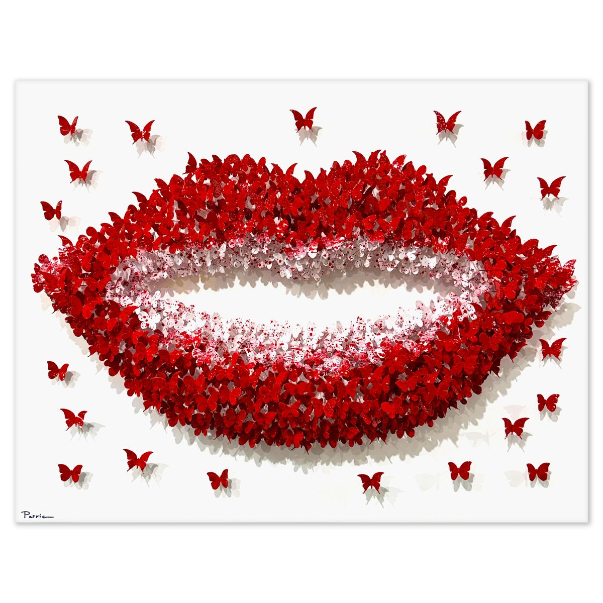 Patricia Govezensky- Original 3D Metal Art on Wood "Lips, 2025"