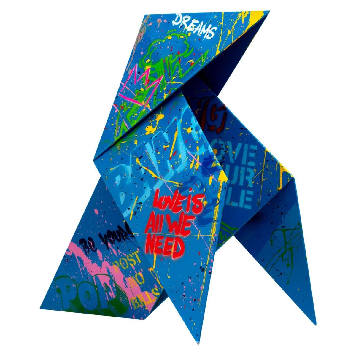 Mr. Brainwash- Stencil and Mixed Media on Painted Steel Sculpture "Imagiro Bird, 2024"
