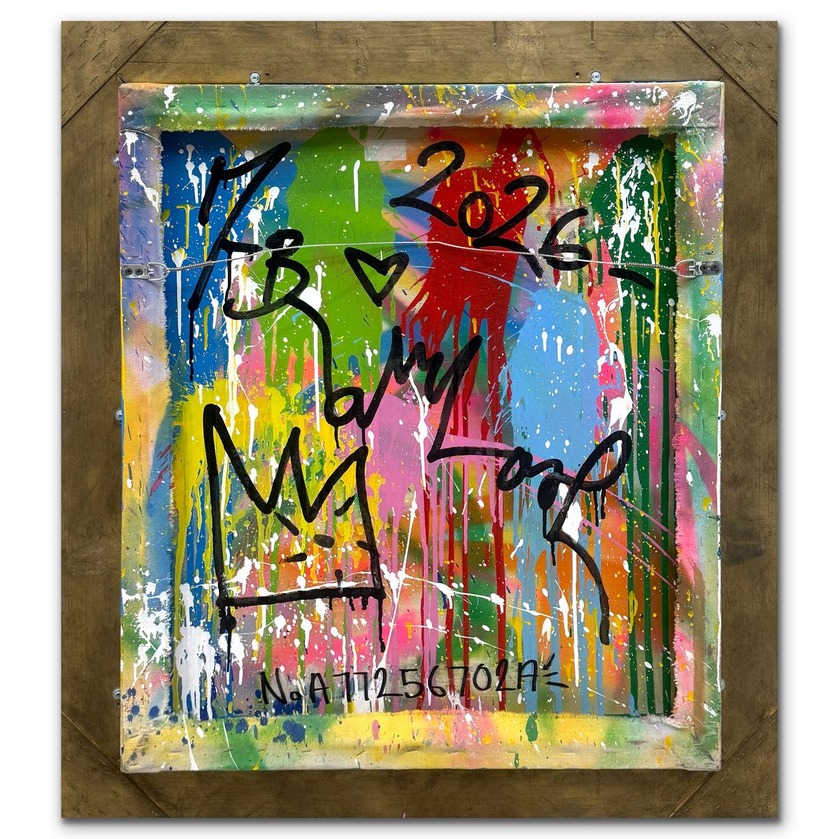 Mr. Brainwash- Silkscreen and Mixed Media on Canvas with Splashed Frame "Balloon Girl, 2026"
