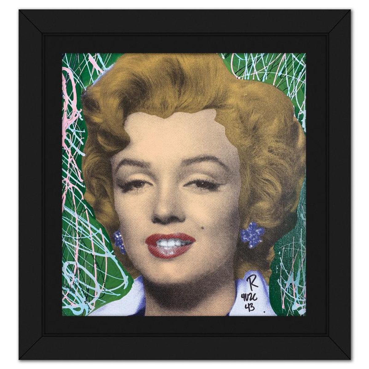 Ringo Daniel Funes, "Marilyn Classic" Framed One-of-a-Kind Mixed Media on Canvas, Hand Signed with Letter of Authenticity.