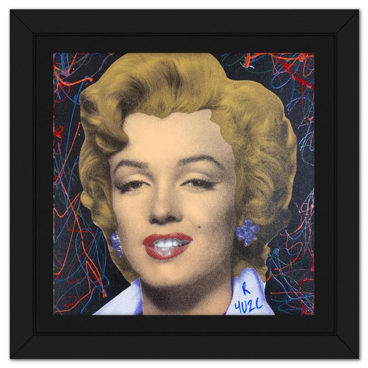 Ringo Daniel Funes, "Marilyn Classic" Framed One-of-a-Kind Mixed Media on Canvas, Hand Signed with Letter of Authenticity.