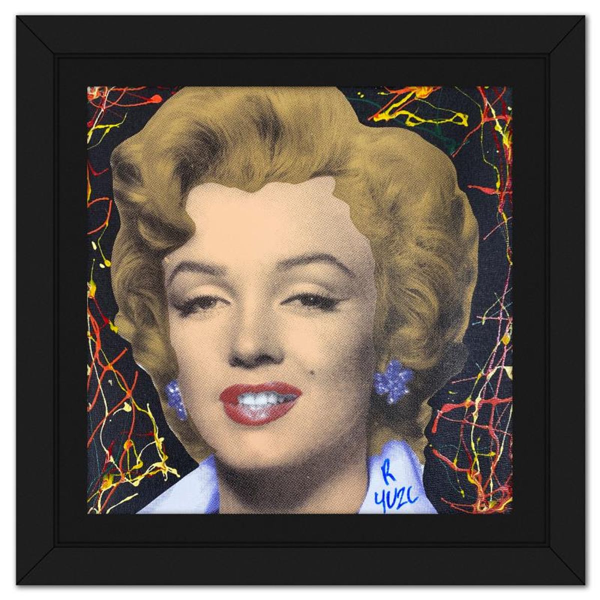 Ringo Daniel Funes, "Marilyn Classic" Framed One-of-a-Kind Mixed Media on Canvas, Hand Signed with Letter of Authenticity.