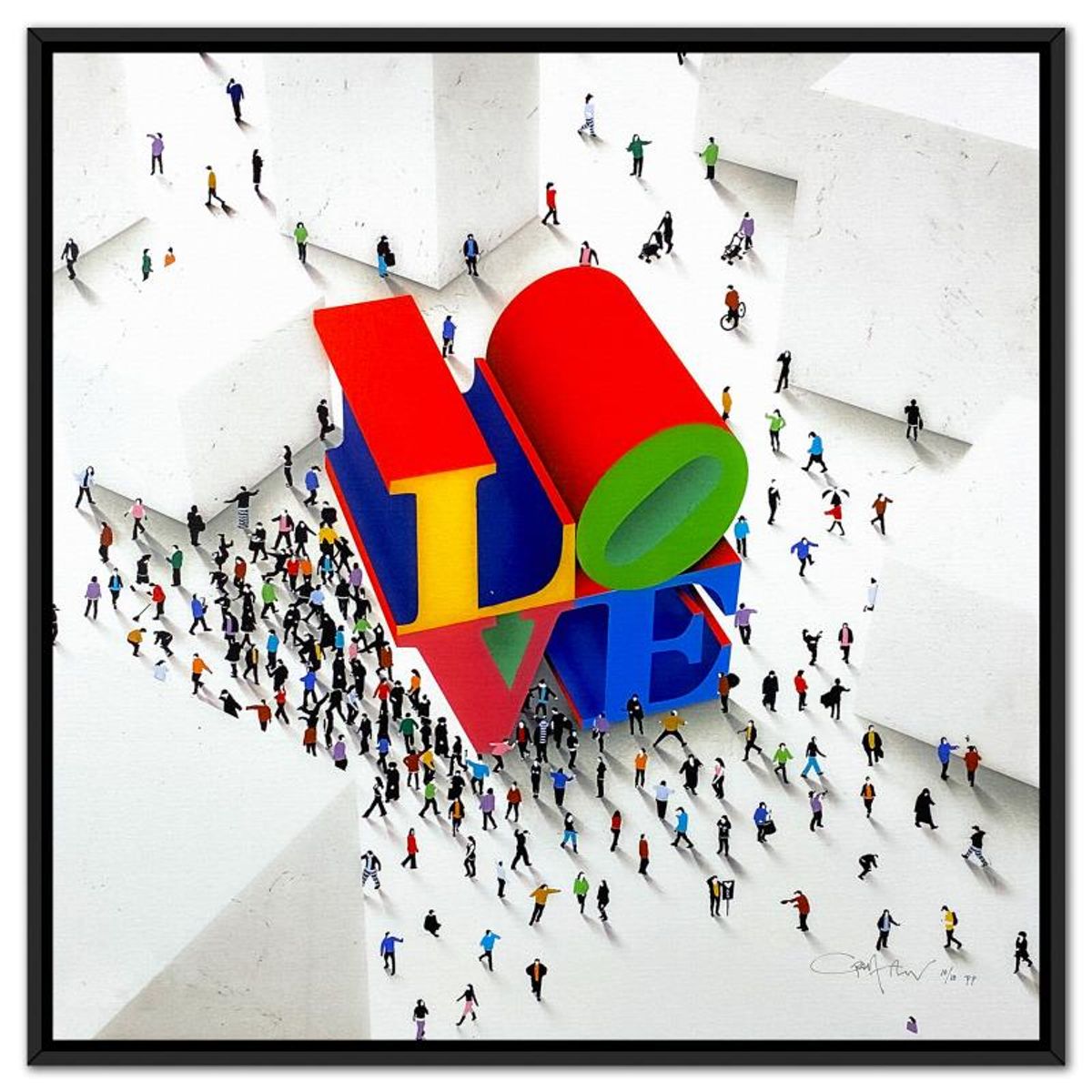 Craig Alan, "Populus: Love Around The Corner" Framed Limited Edition on Canvas, Numbered and Hand Signed with Letter of Authenticity.