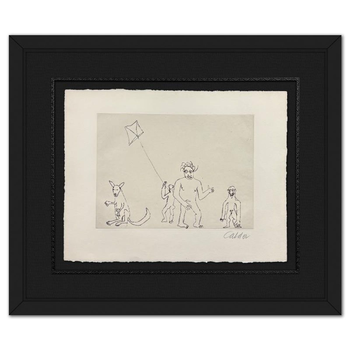 Alexander Calder (1898-1976), Framed Etching, Hand Signed from the "Santa Claus" Portfolio with Letter of Authenticity.