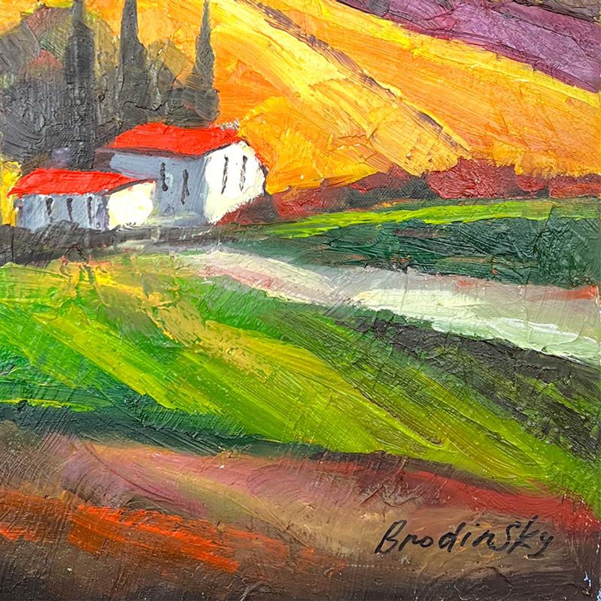 Slava Brodinsky, Hand Signed Original Painting on Canvas with Letter of Authenticity.