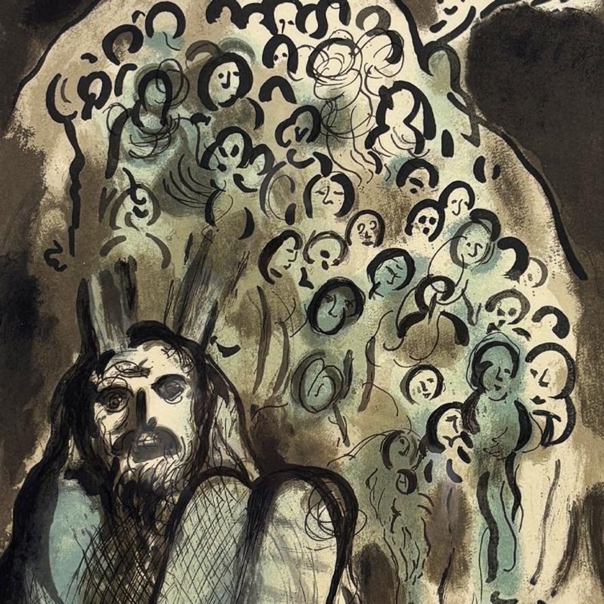 Marc Chagall (1887-1985), "Moses and His People" Framed Lithograph with Letter of Authenticity.