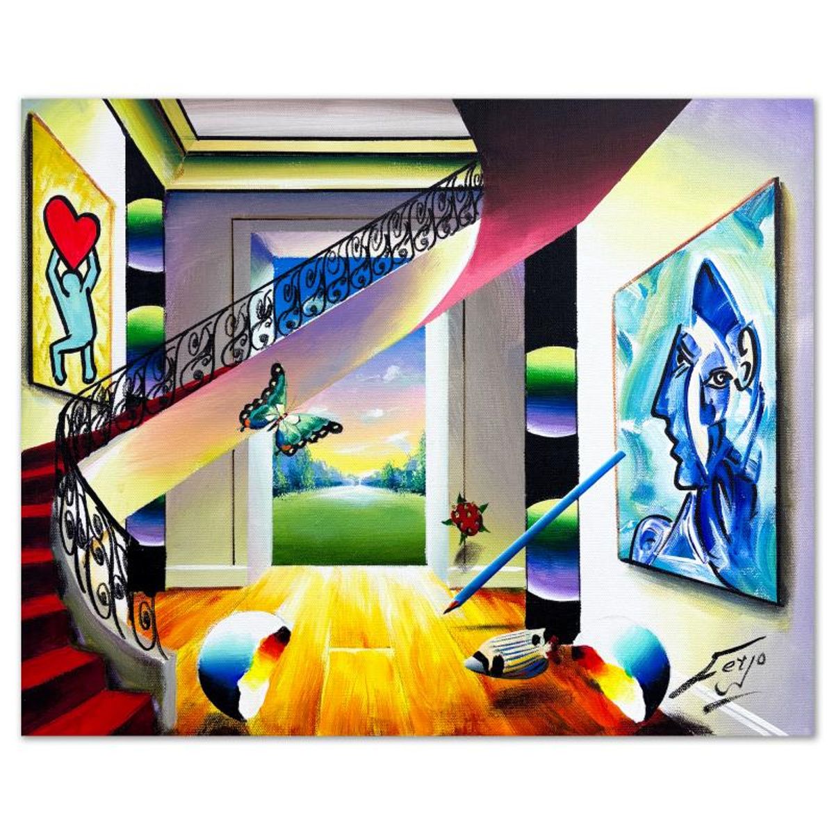 Ferjo, Hand Signed Original Painting on Canvas with Letter of Authenticity.