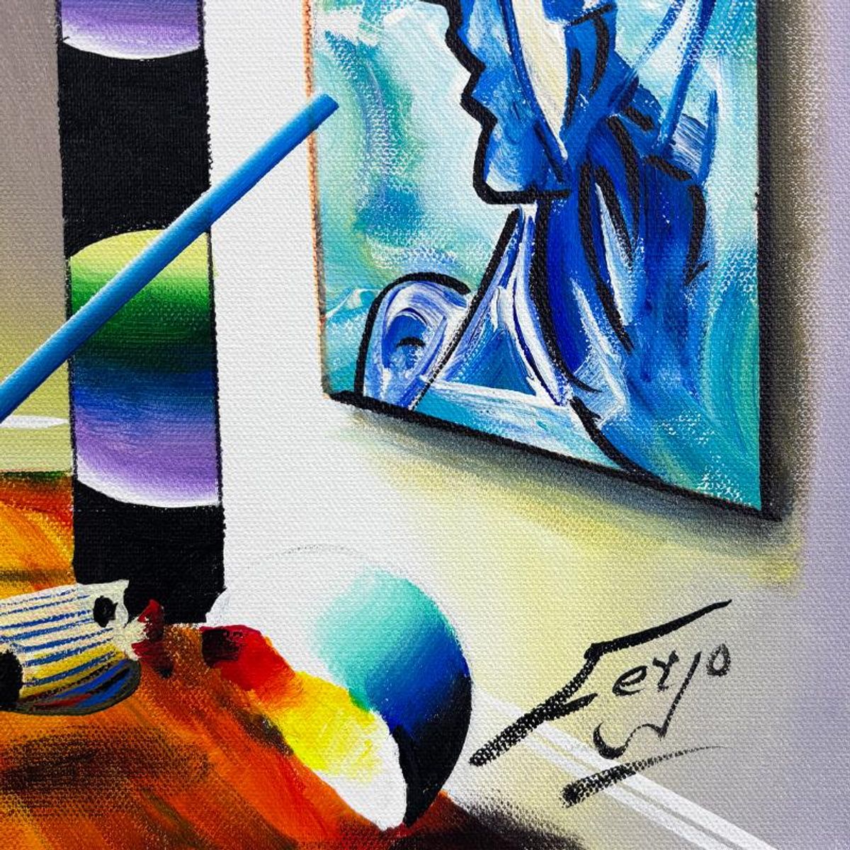 Ferjo, Hand Signed Original Painting on Canvas with Letter of Authenticity.