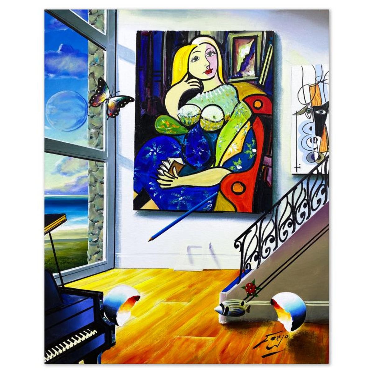 Ferjo, Original Acrylic Painting on Canvas, Hand Signed with Letter of Authenticity.