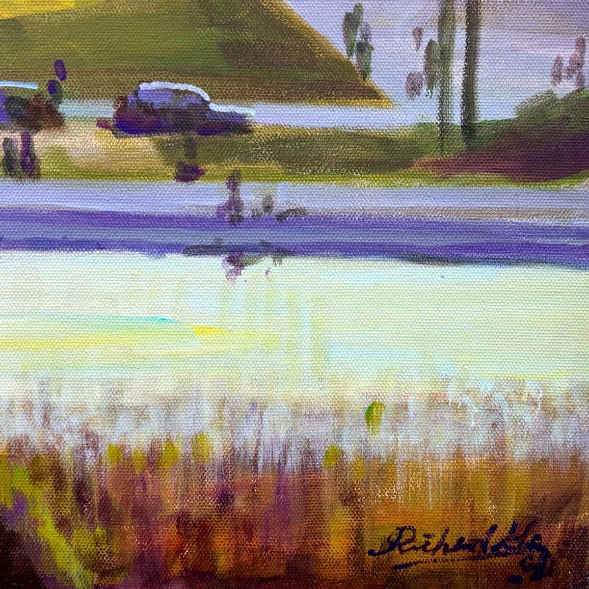 Richard Ho, "Washington Monument" Original Acrylic Painting on Canvas, Hand Signed with Letter of Authenticity.