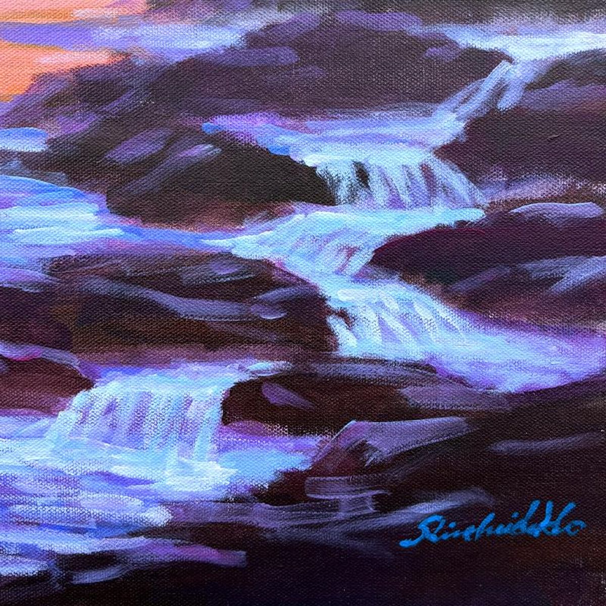 Richard Ho, "Two Ridges Cross a Giant Cover" Original Acrylic Painting on Canvas, Hand Signed with Letter of Authenticity.