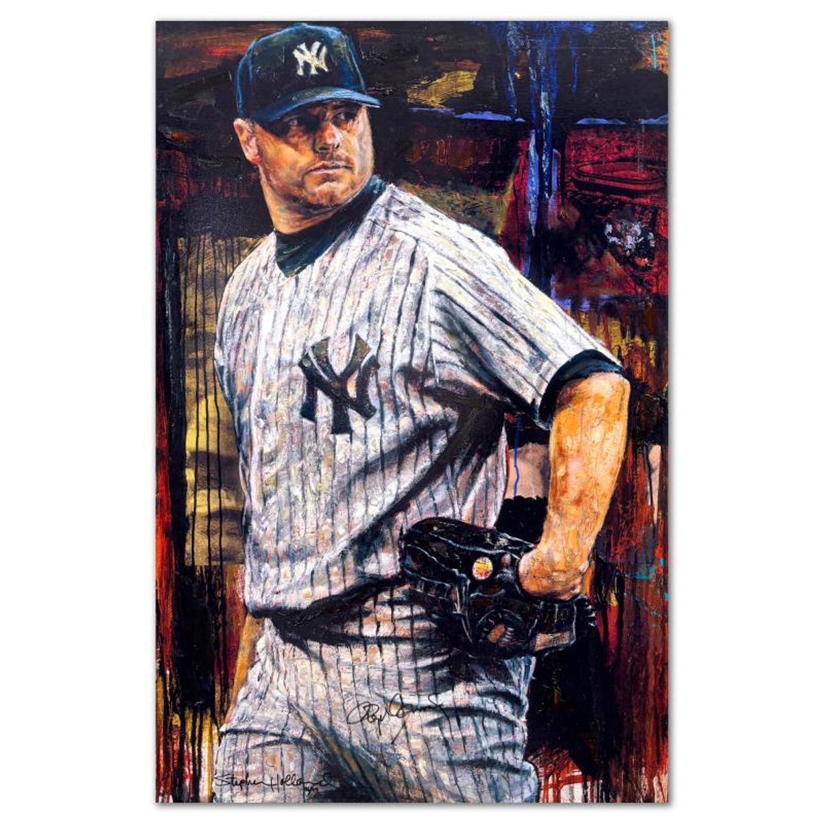 Stephen Holland, "Roger Clemens" Hand Enhanced Limited Edition on Canvas, Numbered 96/99 and Hand Signed by the Artist and Roger Clemens with Certificate of Authenticity.