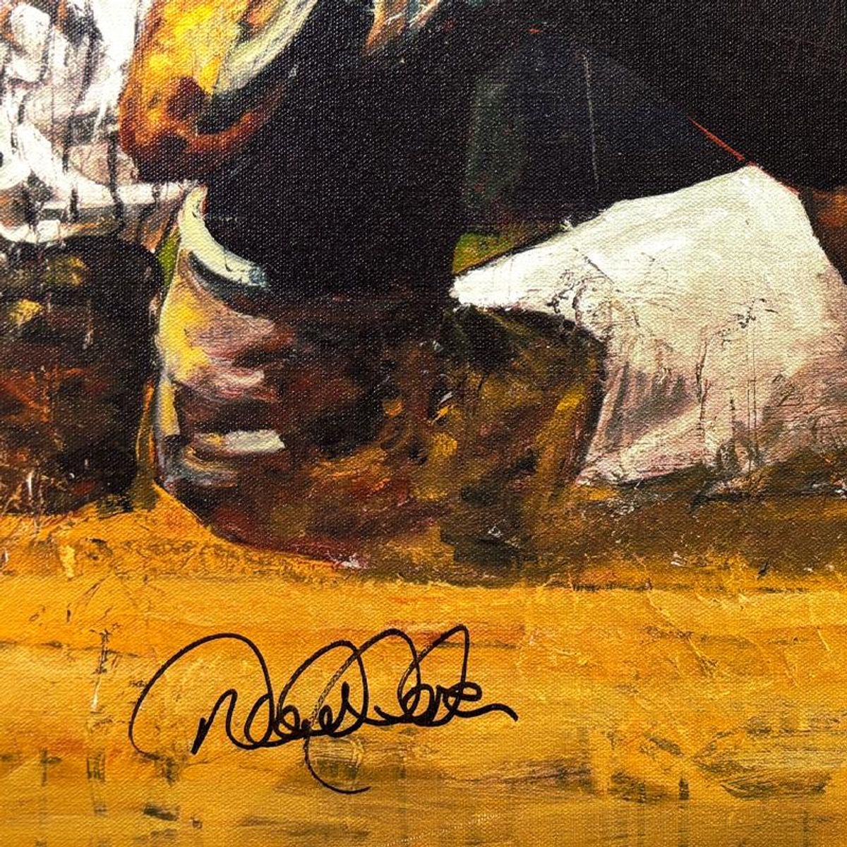 Stephen Holland, "Derek Jeter Making the Tag" Hand Enhanced Limited Edition on Canvas, AP Numbered 9/22 and Hand Signed by the Artist and Derek Jeter with Certificate of Authenticity.