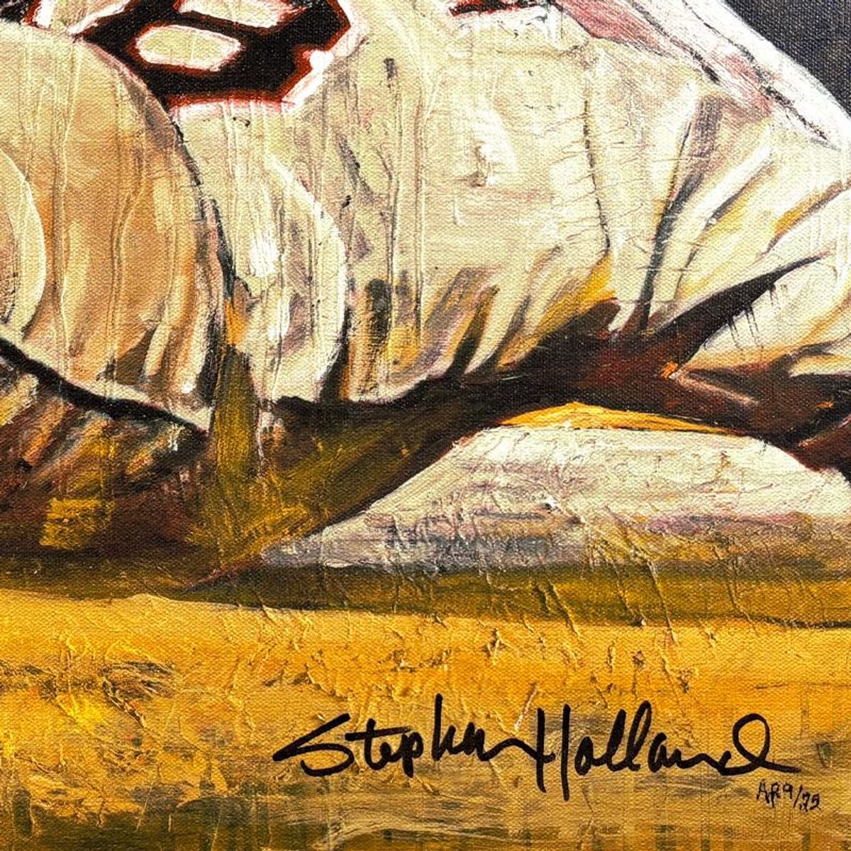 Stephen Holland, "Derek Jeter Making the Tag" Hand Enhanced Limited Edition on Canvas, AP Numbered 9/22 and Hand Signed by the Artist and Derek Jeter with Certificate of Authenticity.