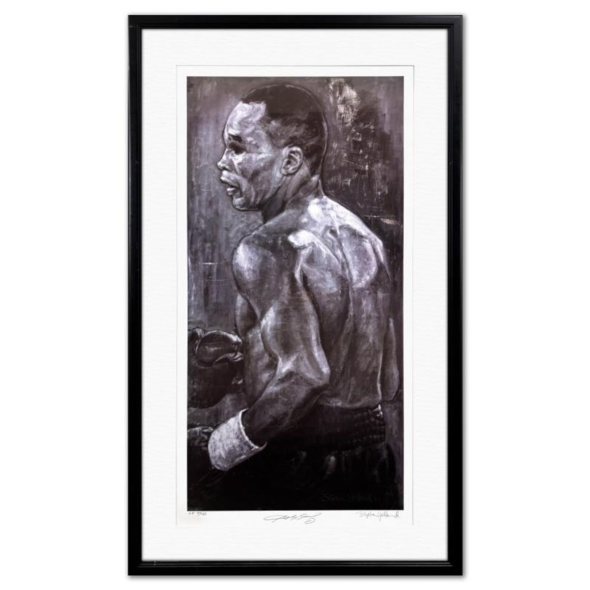 Stephen Holland, "Sugar Ray Leonard" Framed Limited Edition, AP Numbered 20/60 and Hand Signed by the Artist and Sugar Ray with Certificate of Authenticity.
