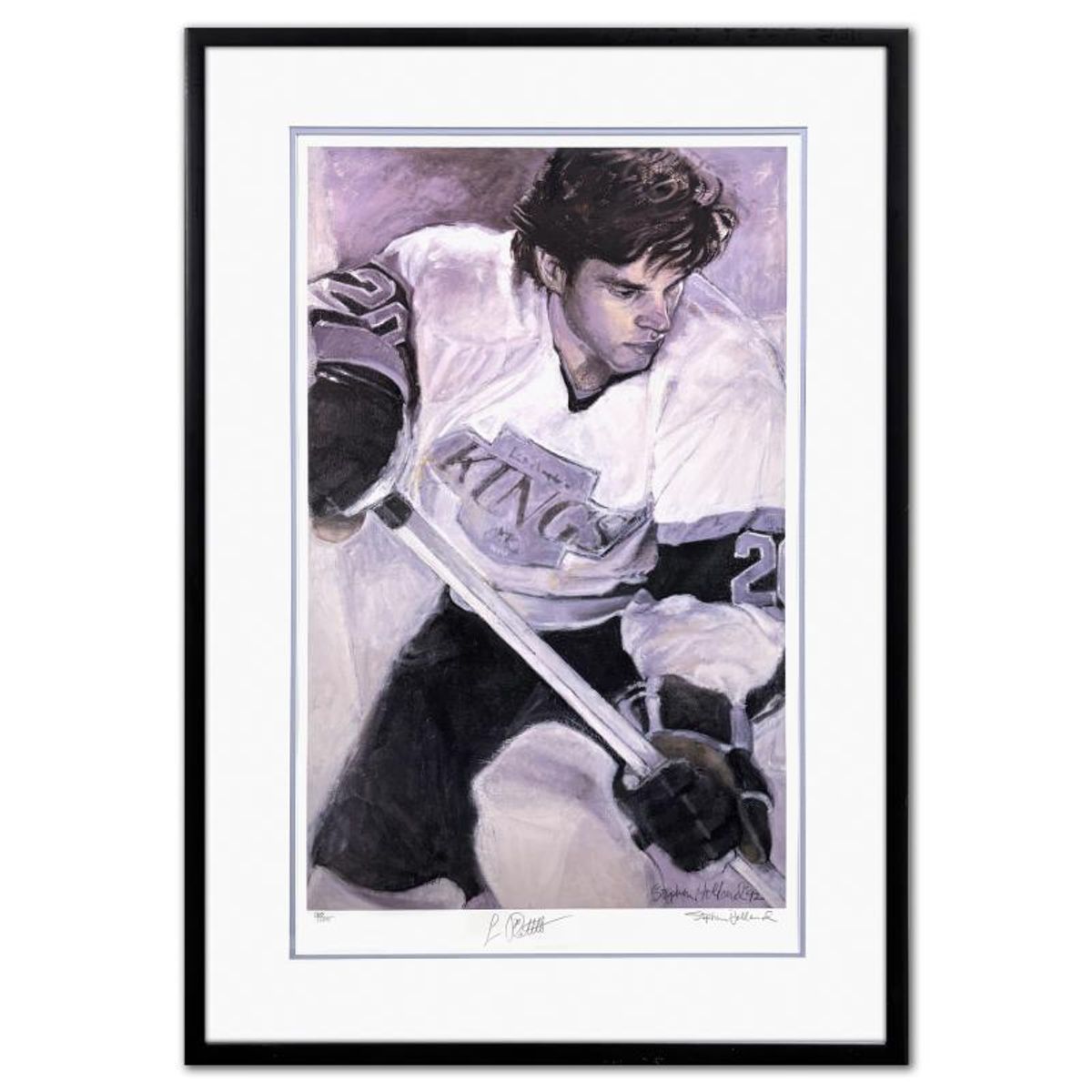 Stephen Holland, "Luc Robitaille" Framed Limited Edition Offset Lithograph, Numbered 160/1000 and Hand Signed by the Artist and Luc Robitaille with Certificate of Authenticity.