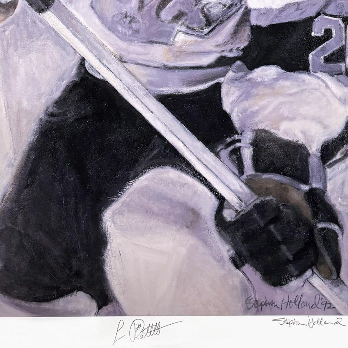 Stephen Holland, "Luc Robitaille" Framed Limited Edition Offset Lithograph, Numbered 160/1000 and Hand Signed by the Artist and Luc Robitaille with Certificate of Authenticity.