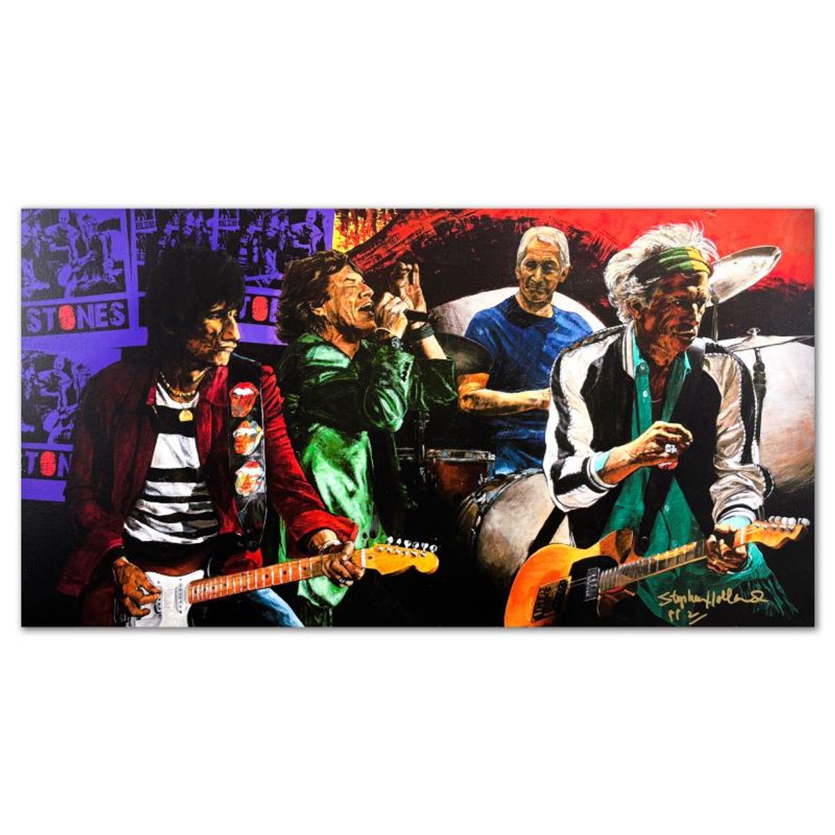 Stephen Holland, "Rolling Stones" Limited Edition on Canvas, PP Numbered 2 and Hand Signed with Certificate of Authenticity.