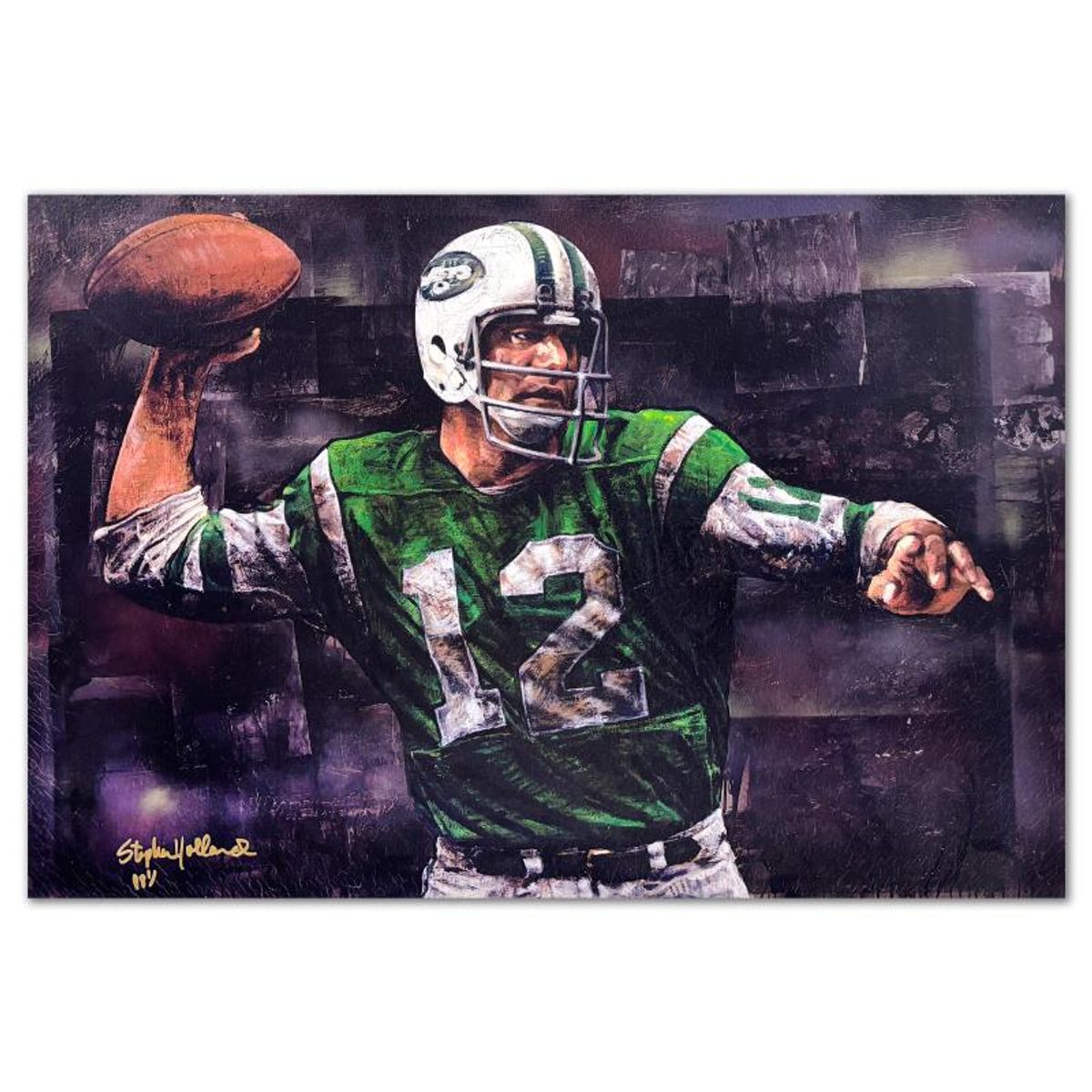 Stephen Holland, "Joe Namath" Limited Edition on Canvas, PP Numbered 1 and Hand Signed with Certificate of Authenticity. (Disclaimer)