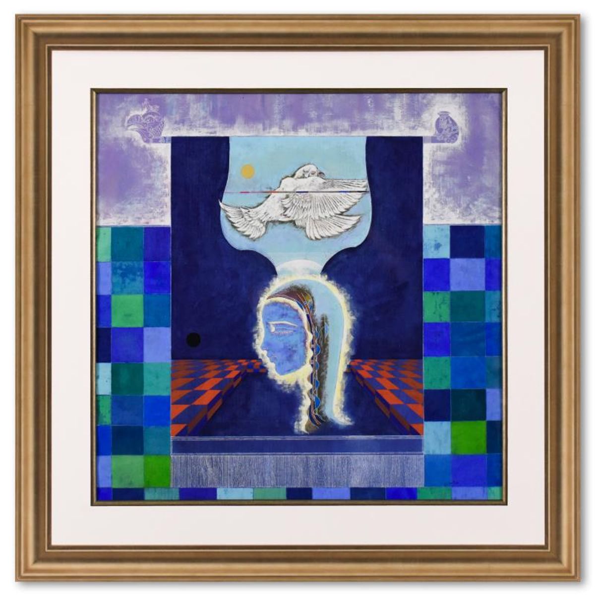 Lu Hong, "Esoteric Dream VI (1996)" Framed Original Mixed Media Painting, Hand Signed with Letter of Authenticity.