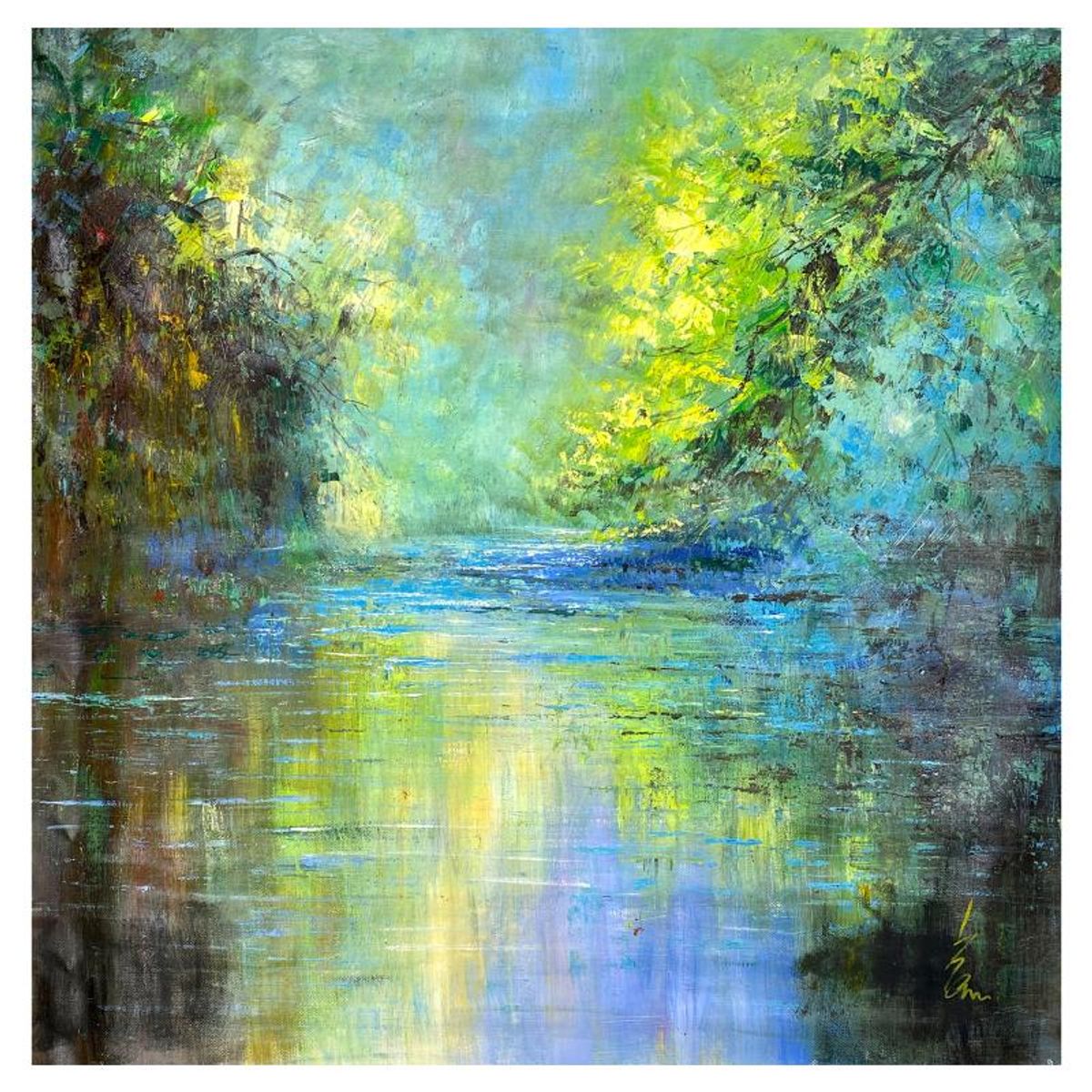 Inam, Original Acrylic Painting on Canvas (48" x 48"), Hand Signed with Letter of Authenticity.