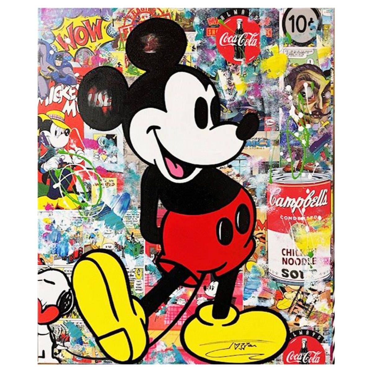 Jozza, "Number One" Unique Mixed Media on Canvas, Hand Signed Inverso with Letter of Authenticity.