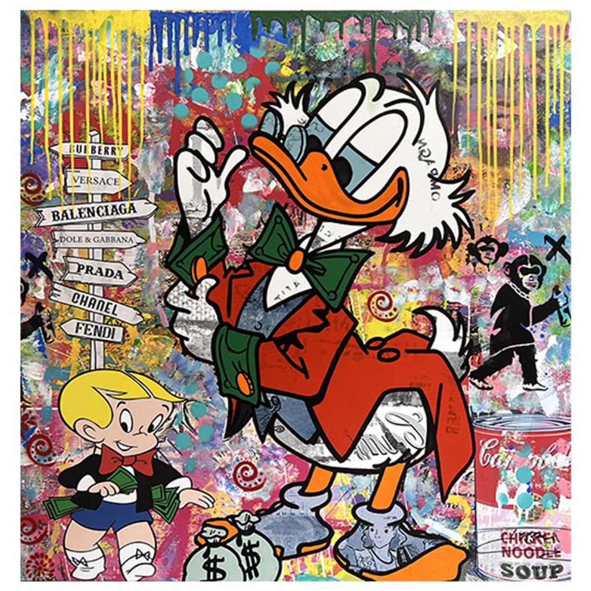 Jozza, "The Way To Go" Unique Mixed Media on Canvas, Hand Signed with Letter of Authenticity.