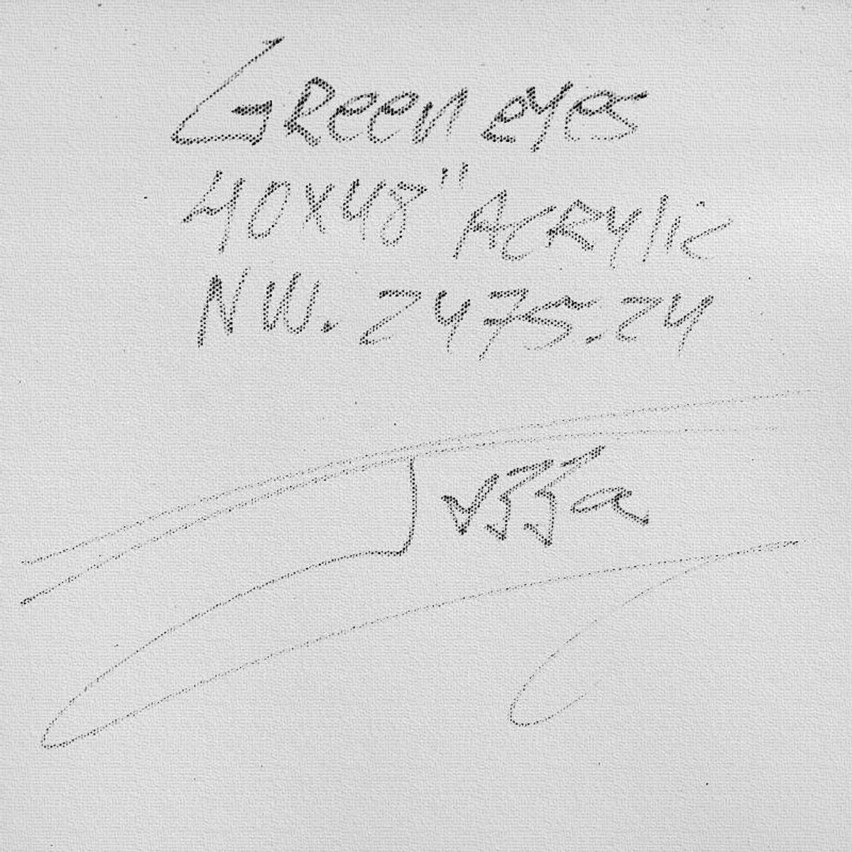 Jozza, "Green Eyes" Unique Mixed Media on Canvas, Hand Signed with Letter of Authenticity.