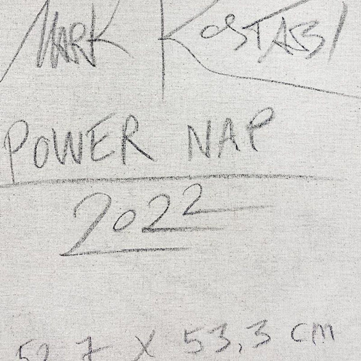 Mark Kostabi, "Power Nap" Framed Original Oil Painting on Canvas, Hand Signed with COA