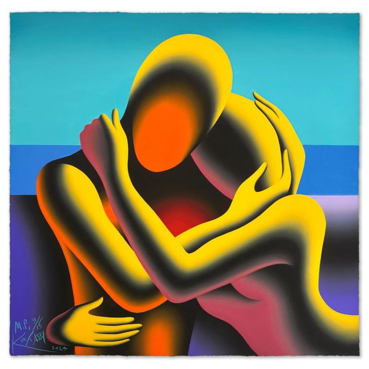 Mark Kostabi, "I Love You Madly" Limited Edition, MP Numbered 9/15 and Hand Signed with Letter of Authenticity.