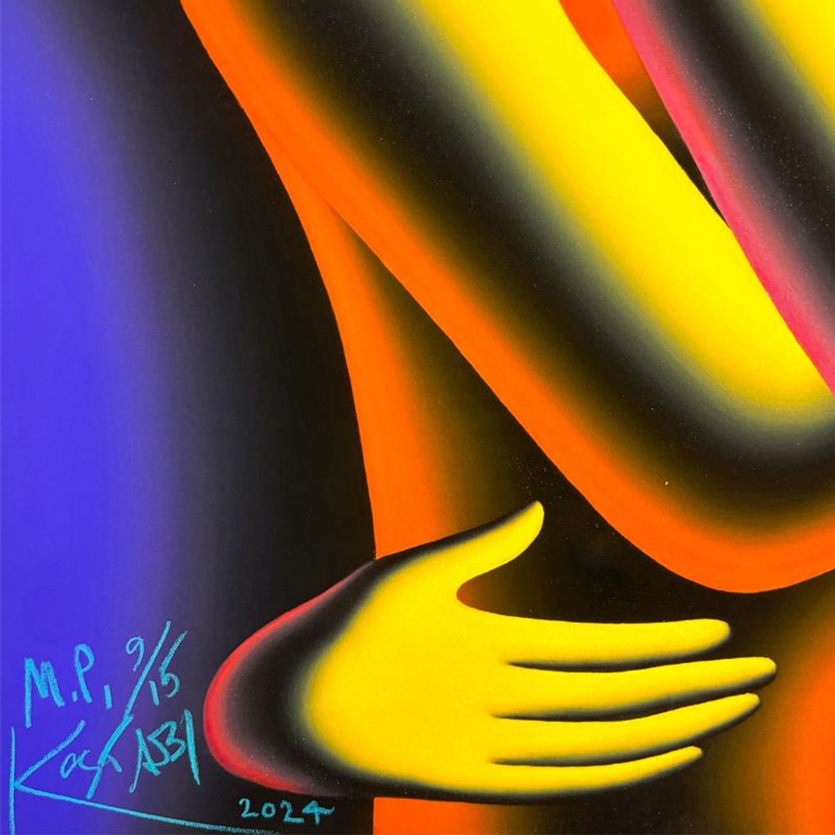 Mark Kostabi, "I Love You Madly" Limited Edition, MP Numbered 9/15 and Hand Signed with Letter of Authenticity.