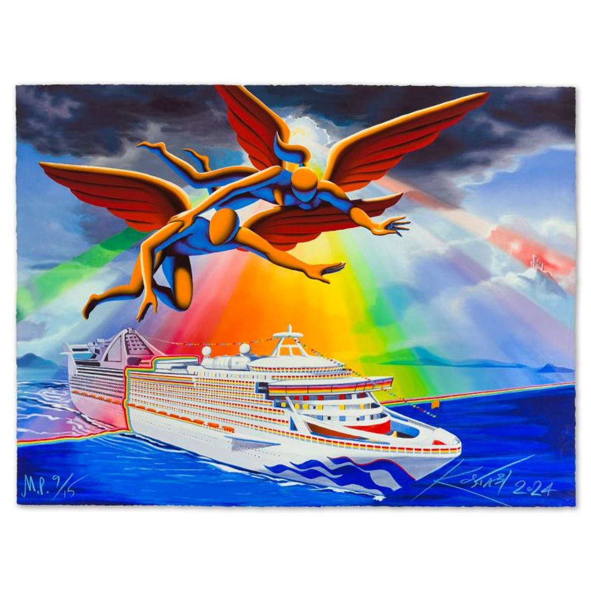 Mark Kostabi, "Guardian Angel" Limited Edition, MP Numbered 9/15 and Hand Signed with Letter of Authenticity.