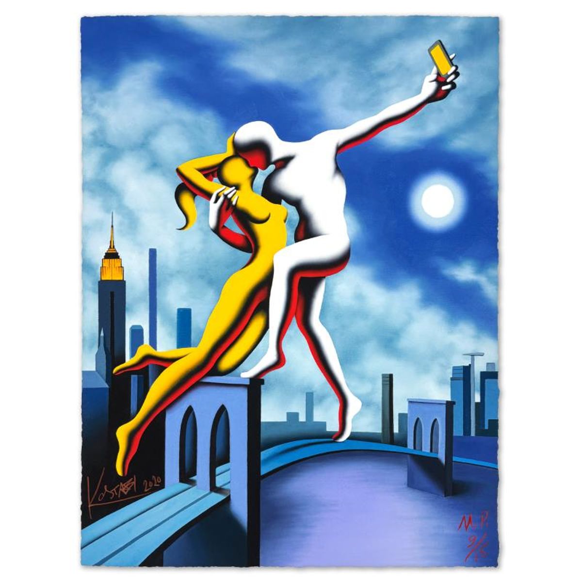 Mark Kostabi, "Hitting the Big Time" Limited Edition, MP Numbered 9/15 and Hand Signed with Letter of Authenticity.