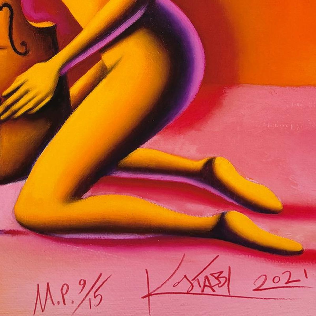 Mark Kostabi, "Harmony in Silence" Limited Edition, MP Numbered 9/15 and Hand Signed with Letter of Authenticity.