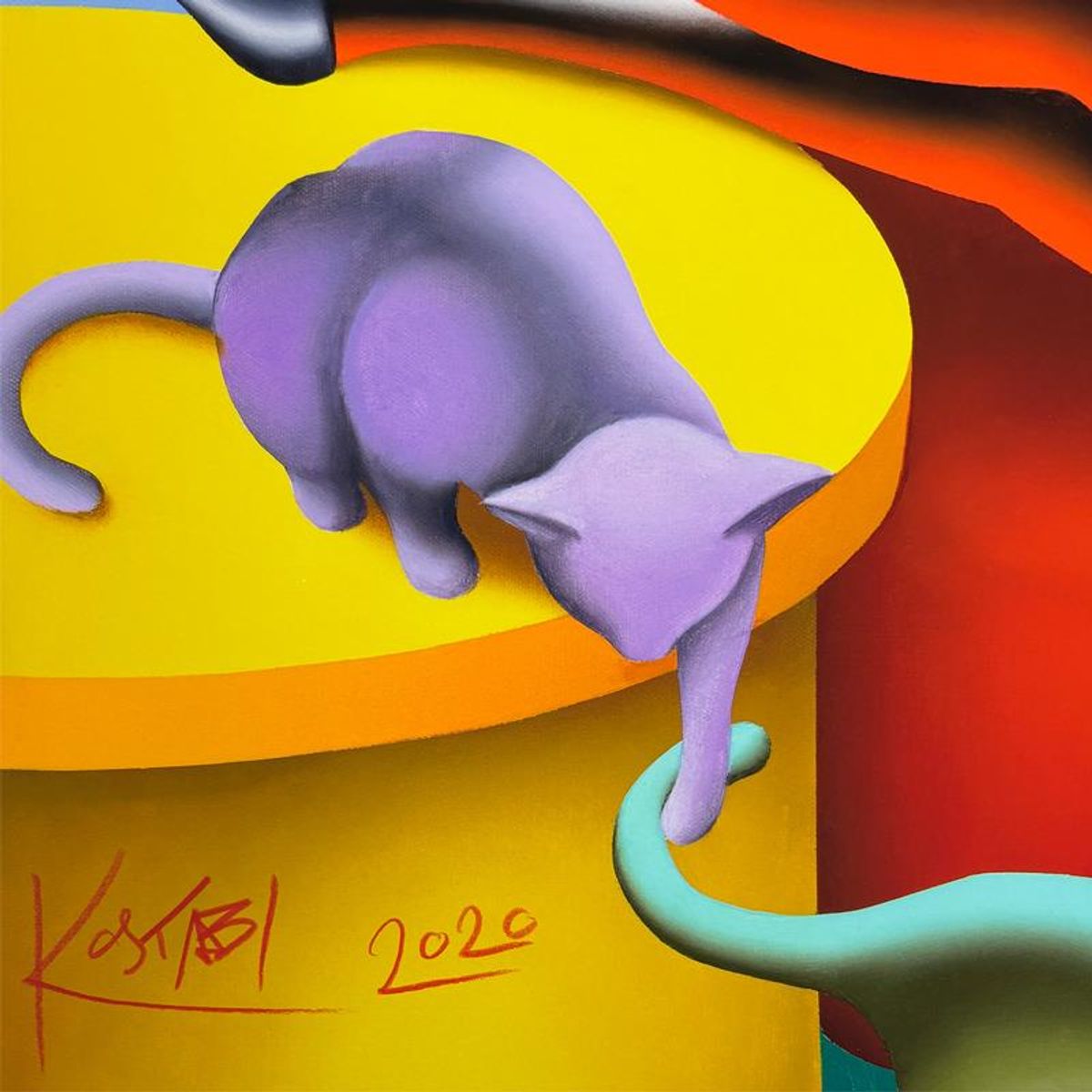 Mark Kostabi, "Twilight Zinking" Limited Edition, MP Numbered 9/15 and Hand Signed with Letter of Authenticity.
