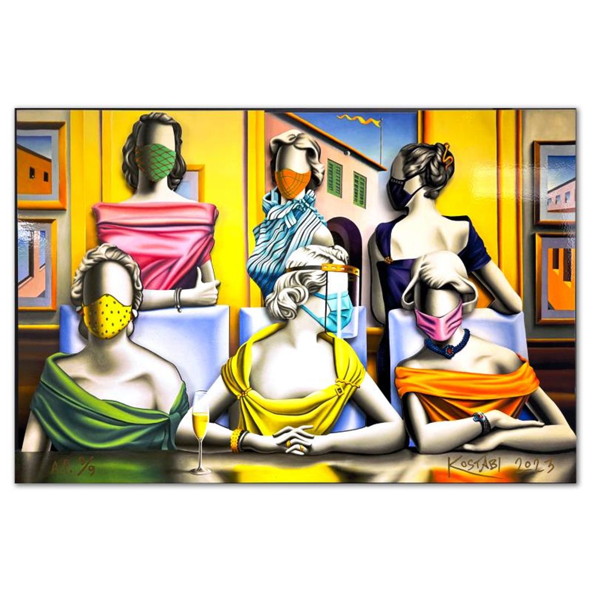 Mark Kostabi, "Morning Masquerade" Limited Edition 3D Serigraph on Board, AP Numbered 9/9 and Hand Signed with Letter of Authenticity.