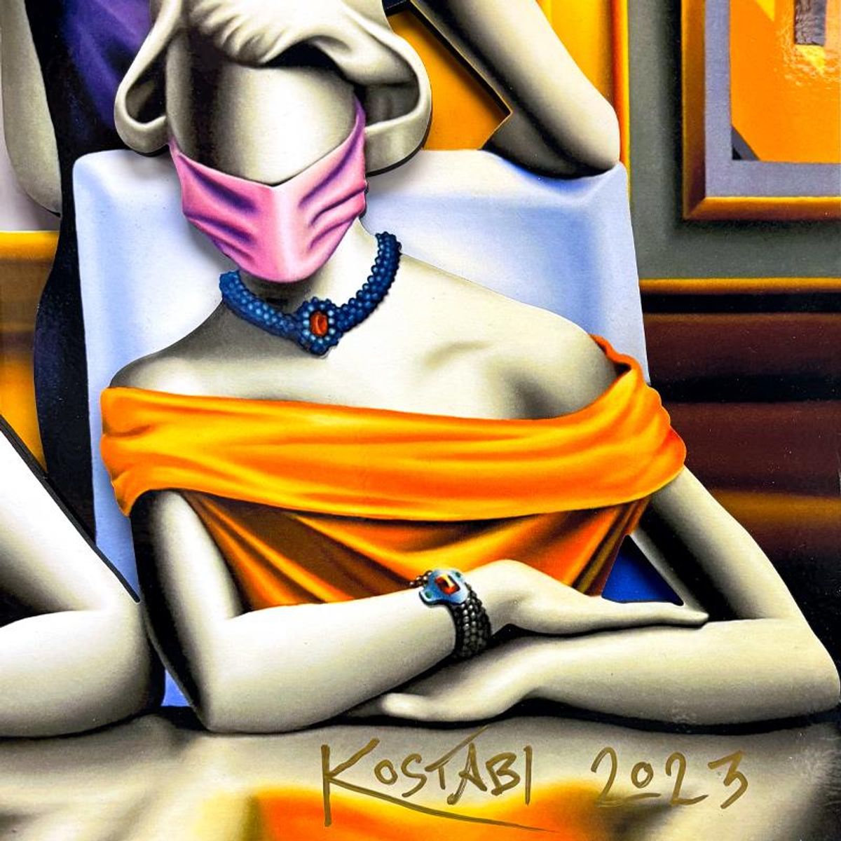 Mark Kostabi, "Morning Masquerade" Limited Edition 3D Serigraph on Board, AP Numbered 9/9 and Hand Signed with Letter of Authenticity.