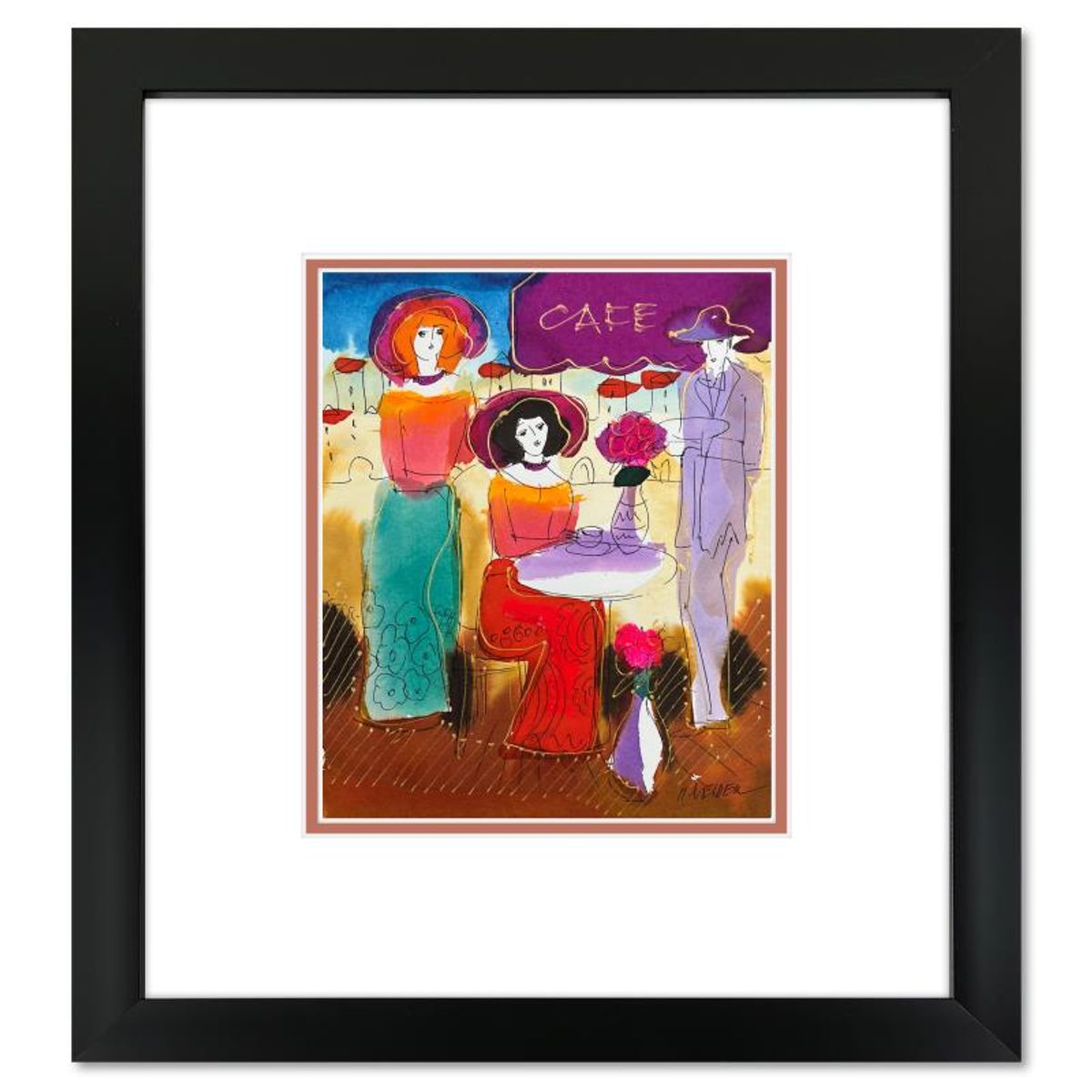 Moshe Leider, Framed Original Mixed Media Watercolor Painting, Hand Signed with Letter of Authenticity.