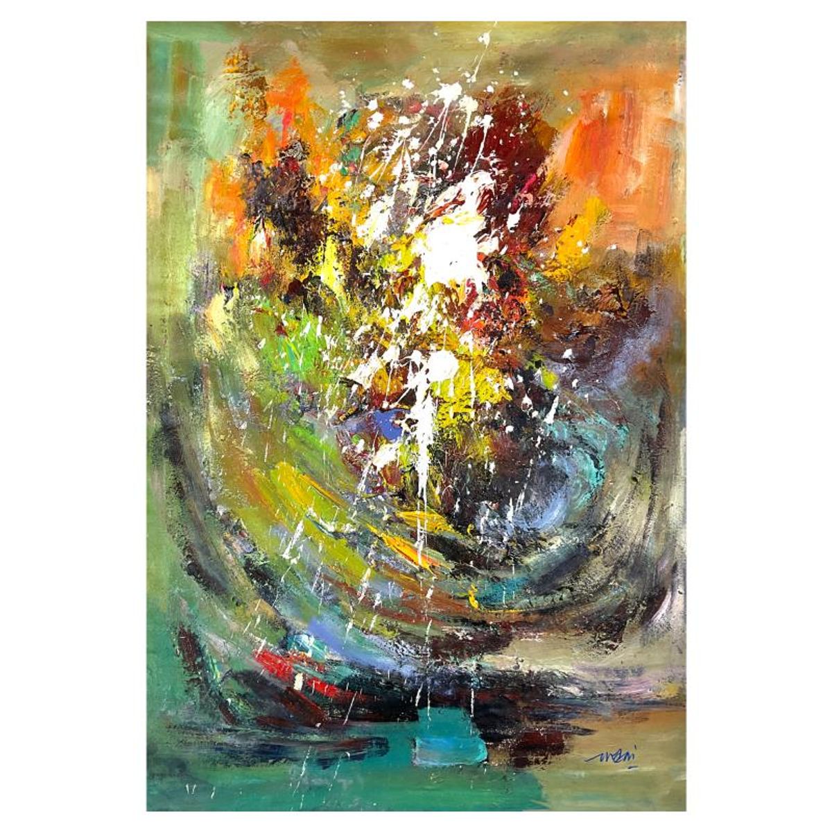 Mani, Original Acrylic Painting on Canvas (62" x 40"), Hand Signed with Letter of Authenticity